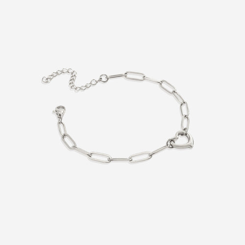 Open Heart Paperclip Chain Bracelet