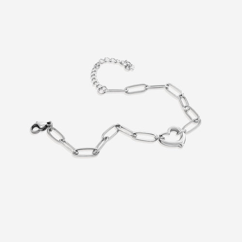 Open Heart Paperclip Chain Bracelet