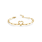 Open Heart Paperclip Chain Bracelet