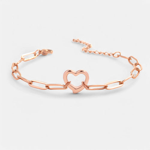 Open Heart Paperclip Chain Bracelet