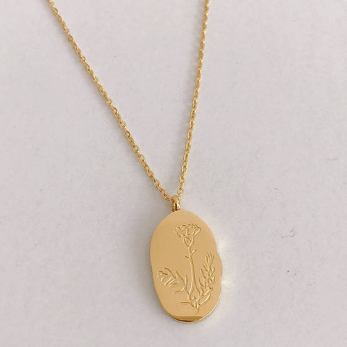 Birth Flower Pendant Necklace