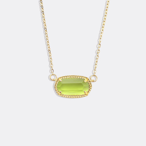 Oval Birthstone Pendant Necklace