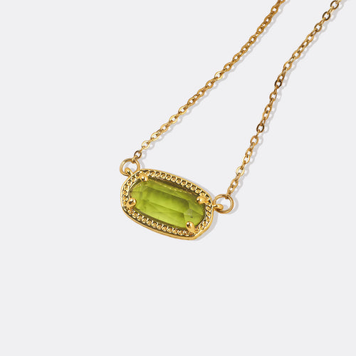 Oval Birthstone Pendant Necklace