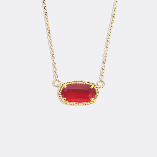Oval Birthstone Pendant Necklace