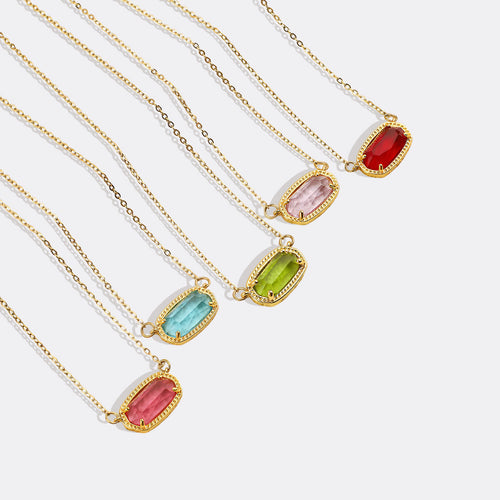 Oval Birthstone Pendant Necklace