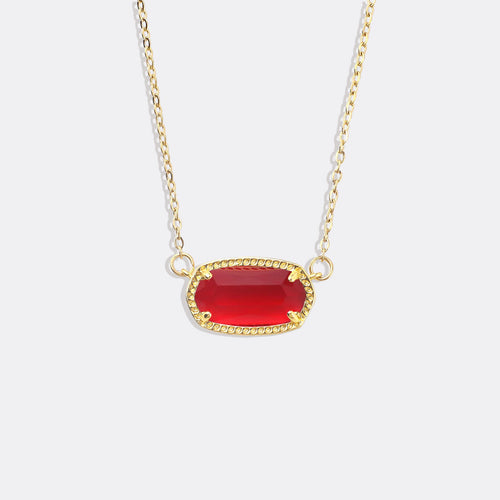 Oval Birthstone Pendant Necklace