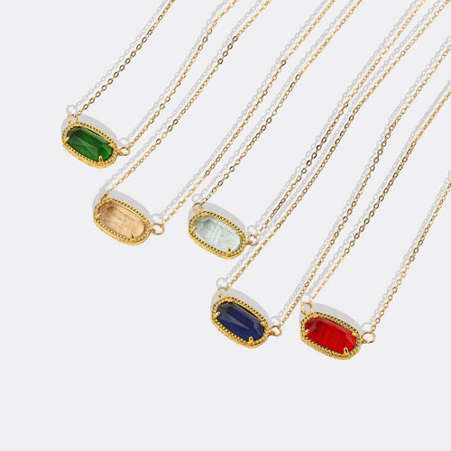 Oval Birthstone Pendant Necklace