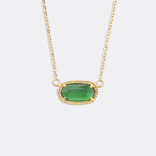 Oval Birthstone Pendant Necklace