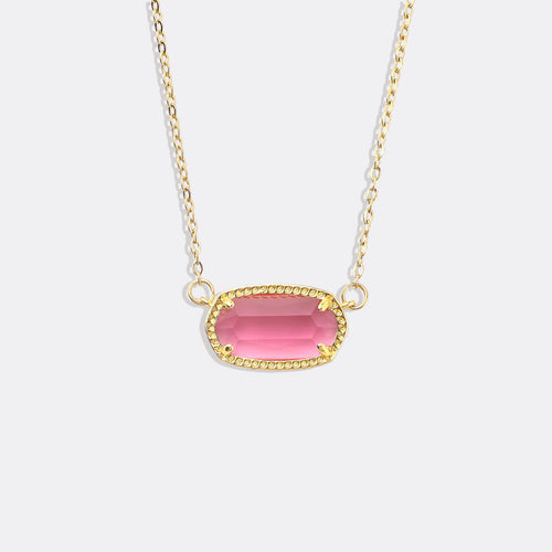 Oval Birthstone Pendant Necklace
