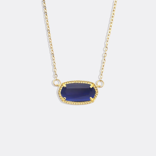Oval Birthstone Pendant Necklace