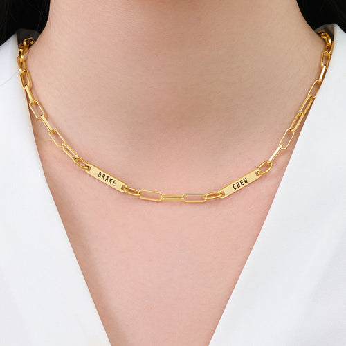 Paperclip Necklace With Personalized Names