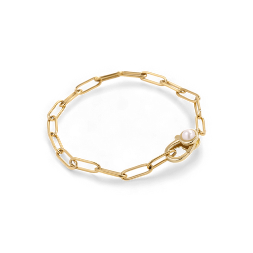Paperclip Bracelet with Pearl Accent