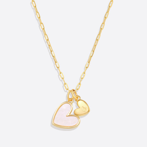 Mother Of Pearl Heart Initial Necklace