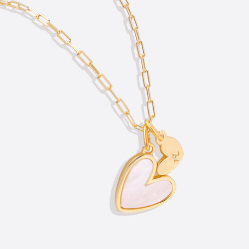 Mother Of Pearl Heart Initial Necklace