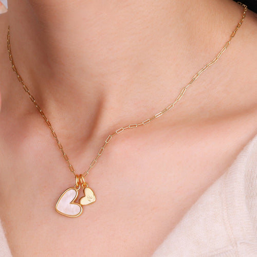 Mother Of Pearl Heart Initial Necklace
