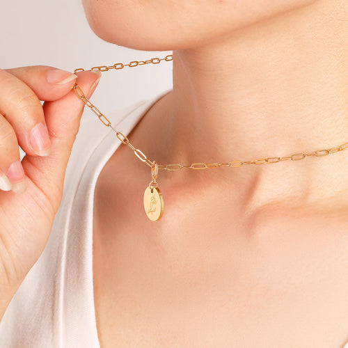 Engraved Birth Flower Disc Charm