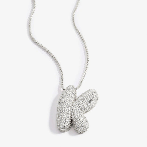 Pave Bubble Initial Necklace