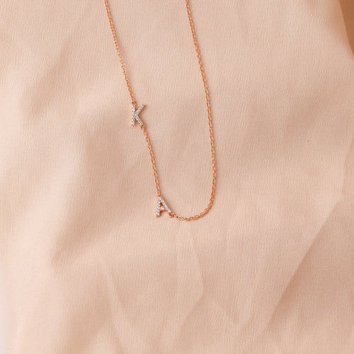 Pave Sideways Initial Necklace