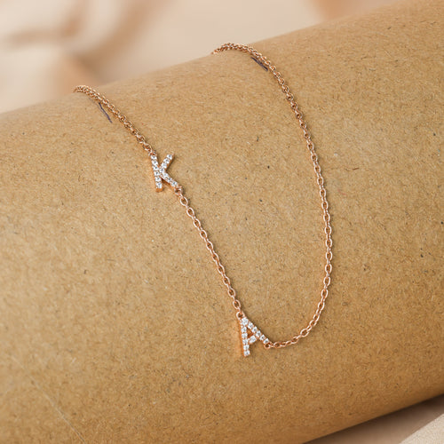 Pave Sideways Initial Necklace