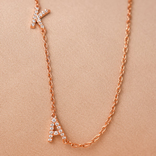 Pave Sideways Initial Necklace