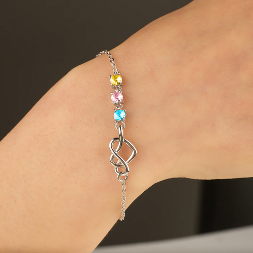 Personalized Birthstones Heart Knot Bracelet