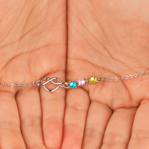 Personalized Birthstones Heart Knot Bracelet