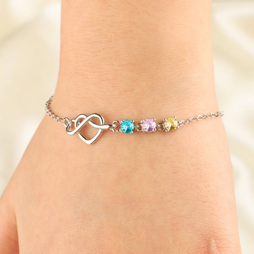 Personalized Birthstones Heart Knot Bracelet