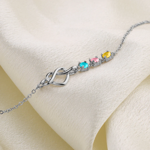 Personalized Birthstones Heart Knot Bracelet
