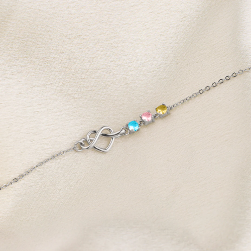 Personalized Birthstones Heart Knot Bracelet