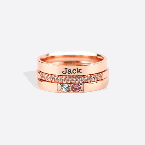 Personalized Name Birthstones Stacking Rings