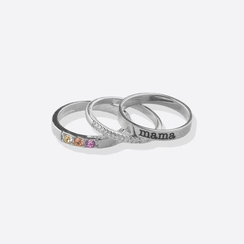 Personalized Name Birthstones Stacking Rings