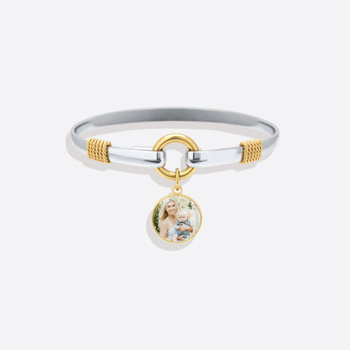 Personalized Photo Two-Tone Charm Bracelet