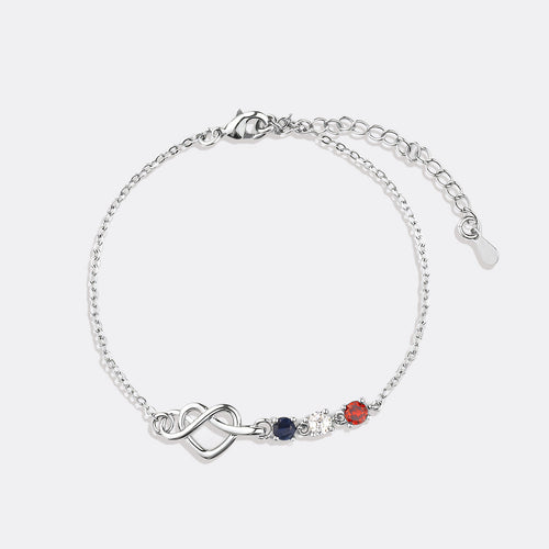 Personalized Birthstones Heart Knot Bracelet
