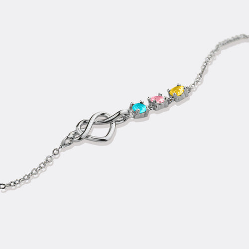 Personalized Birthstones Heart Knot Bracelet