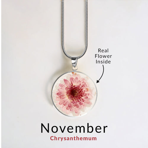 Pressed Birth Flower Necklace