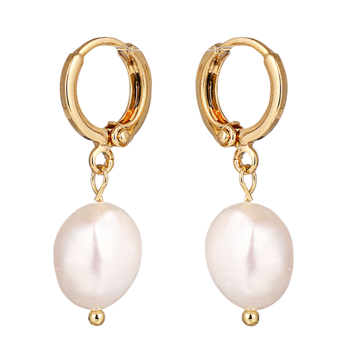 Freshwater Pearl Drop Huggie Earrings