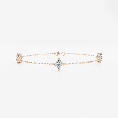 Flower Lab Grown Diamond Three Station Bracelet