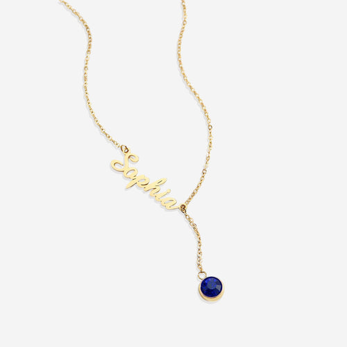 Birthstone Lariat Name Necklace