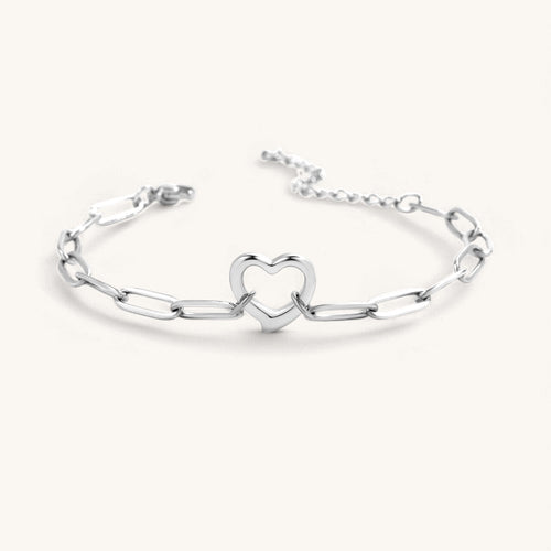 Open Heart Paperclip Chain Bracelet