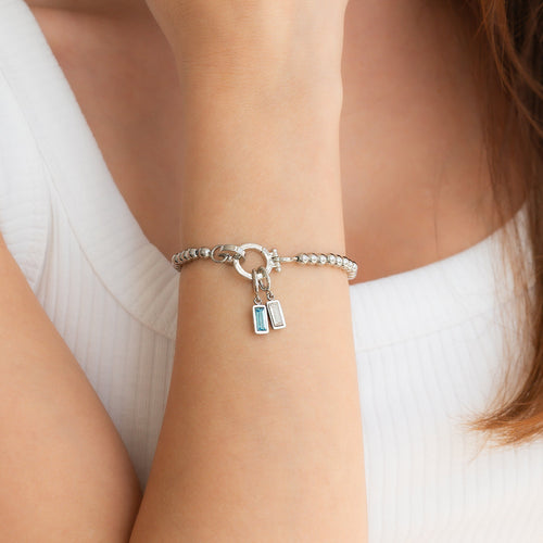 Mint Beaded Birthstone Charm Bracelet