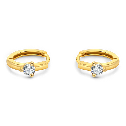 Single Stone Birthstone Huggie Hoop Earrings