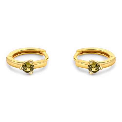 Single Stone Birthstone Huggie Hoop Earrings