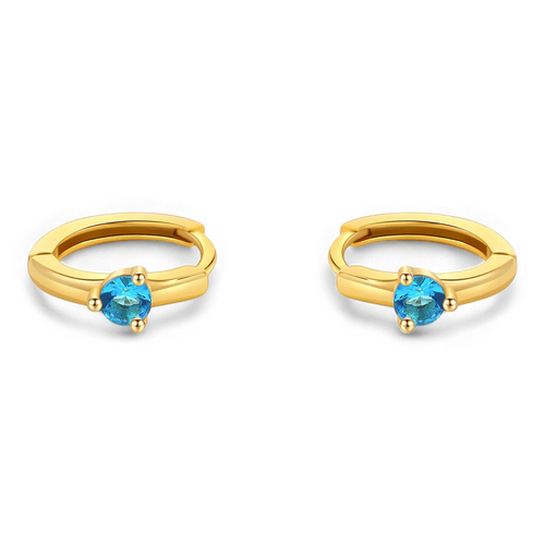 Single Stone Birthstone Huggie Hoop Earrings