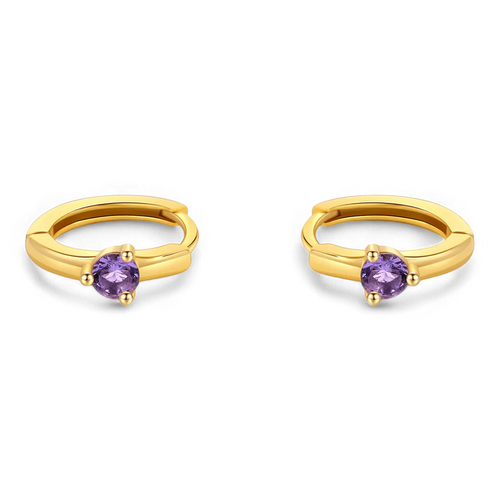 Single Stone Birthstone Huggie Hoop Earrings