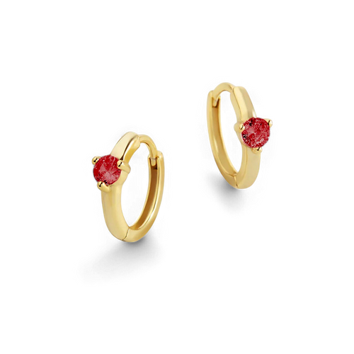 Single Stone Birthstone Huggie Hoop Earrings