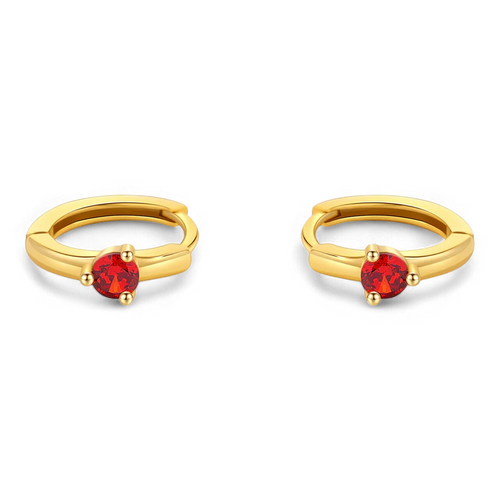 Single Stone Birthstone Huggie Hoop Earrings