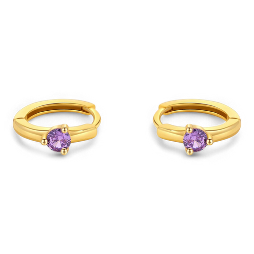 Single Stone Birthstone Huggie Hoop Earrings