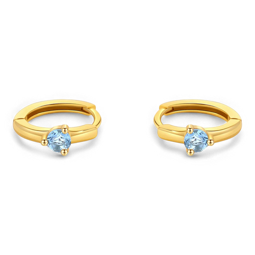 Single Stone Birthstone Huggie Hoop Earrings