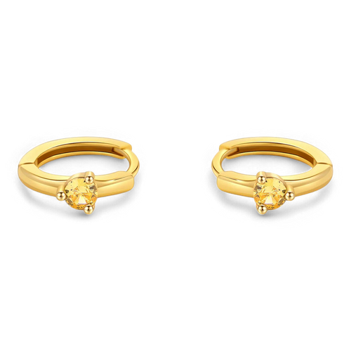 Single Stone Birthstone Huggie Hoop Earrings