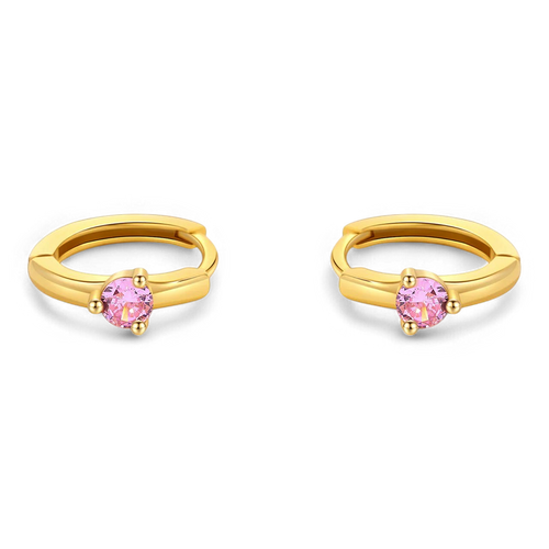 Single Stone Birthstone Huggie Hoop Earrings